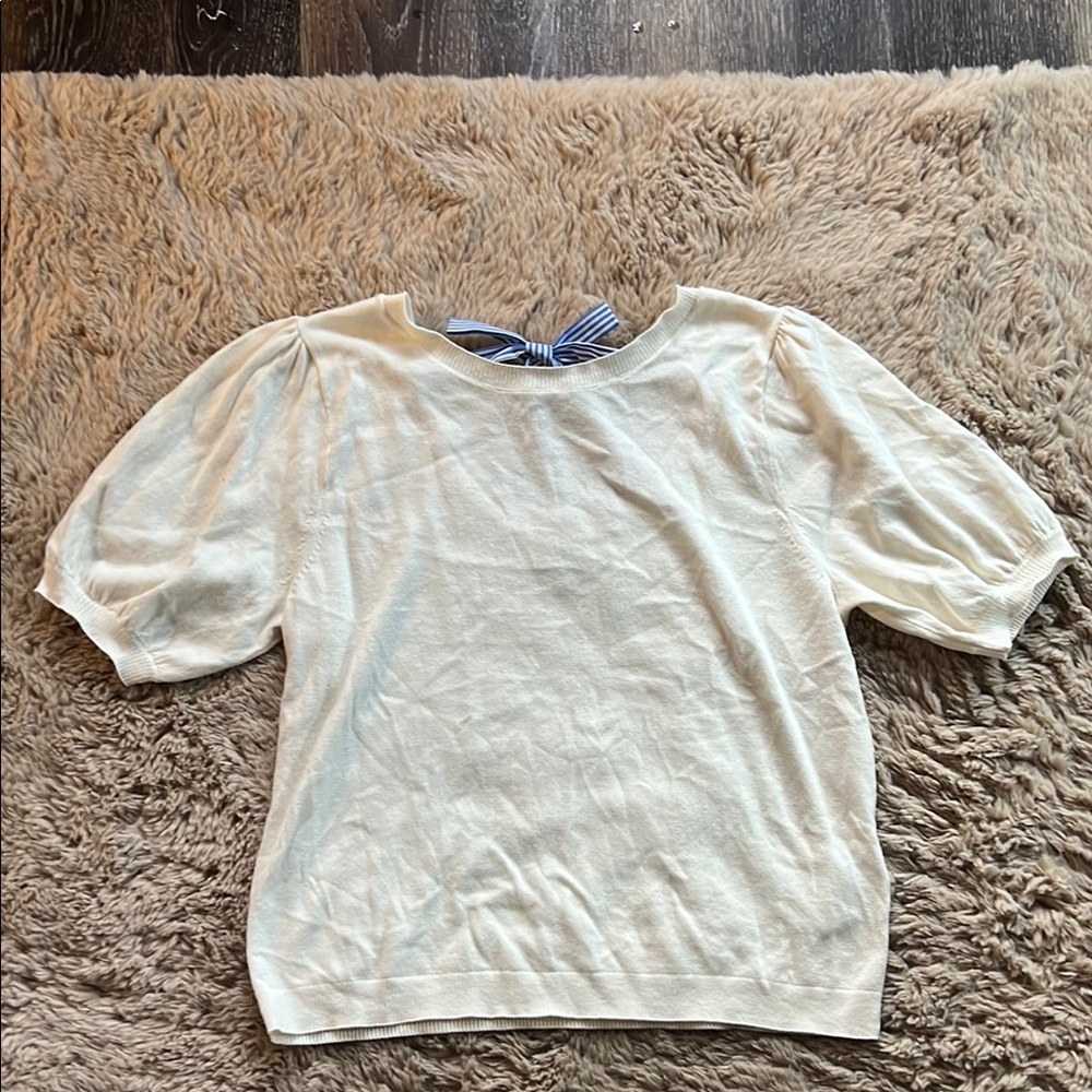 NWOT- J.Crew Cream Puff Sleeve Top